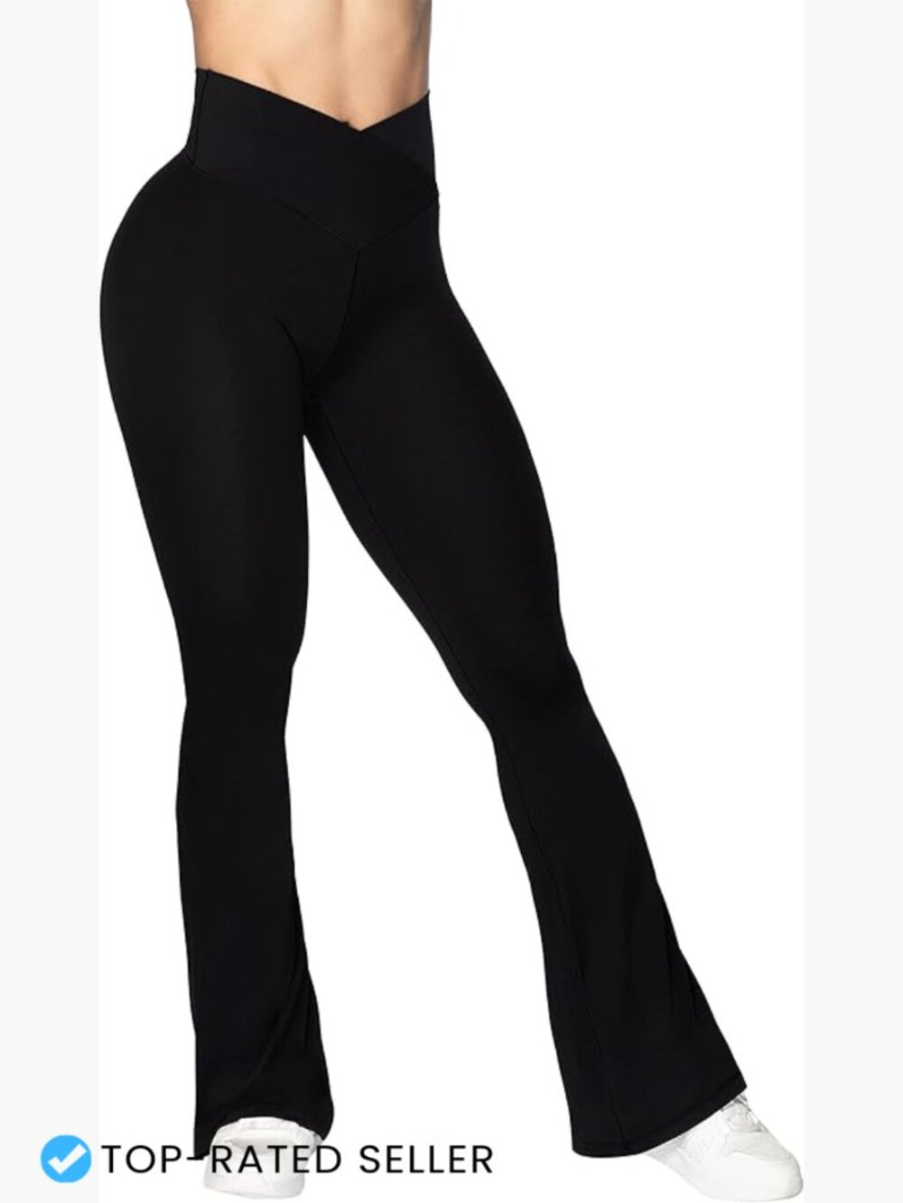 Flare Leggings High Waisted Crossover Yoga Pants Tummy Control Wide Leg Stretchy